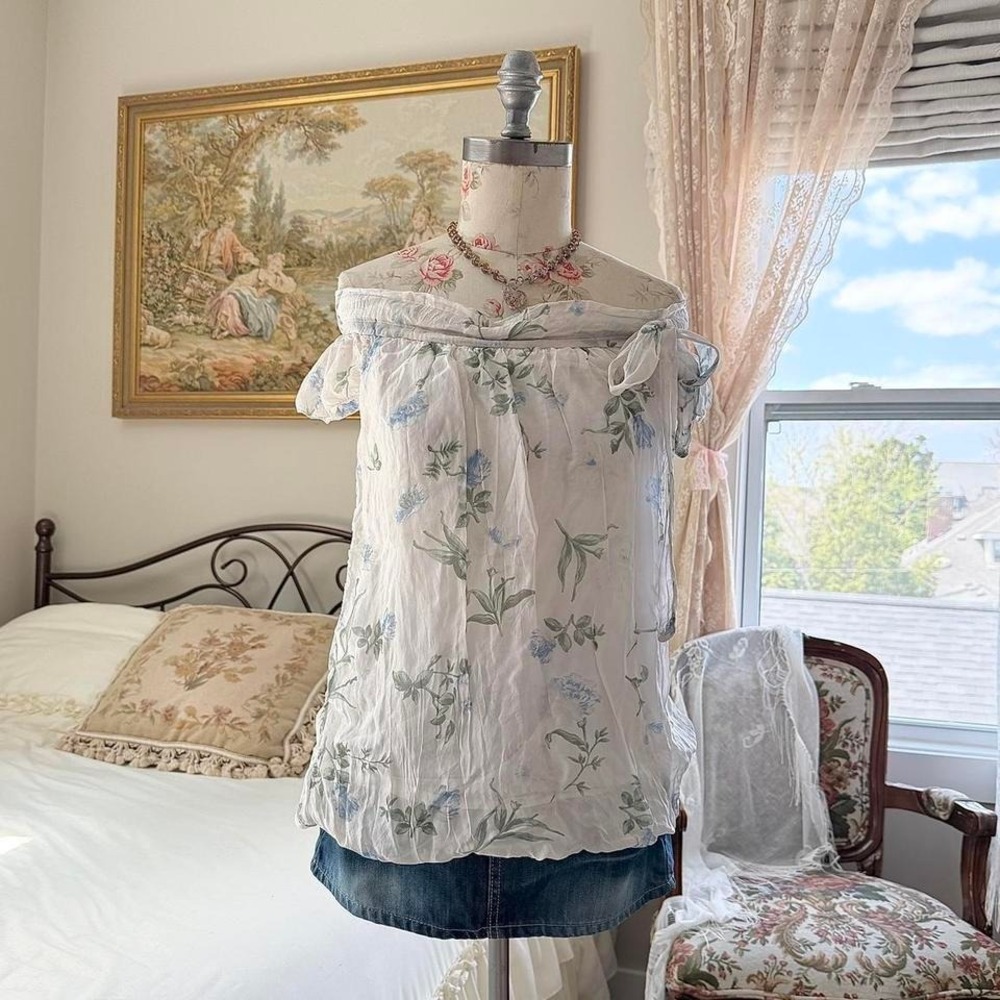 Romantic Floral Off-Shoulder Blouse